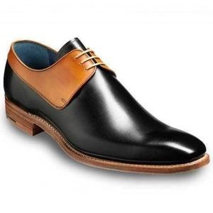 men's black leather & tan derby shoes handmade